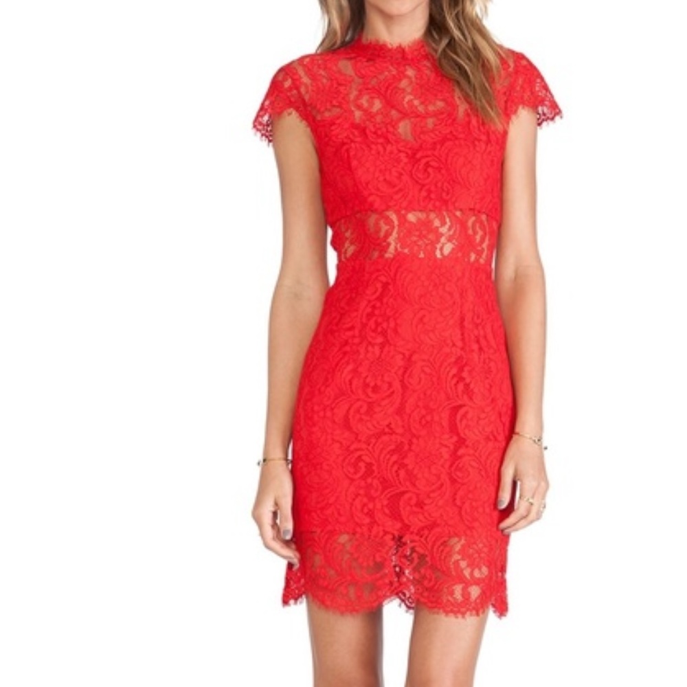 Saylor Red lace cocktail dress